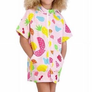Tommy Bahama Kids Pink Hooded Swim Coverup with Yellow, Green & Blue Fruit Print